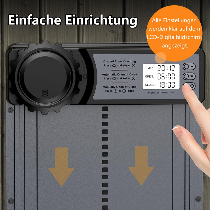 Hühnerklappe Aluminium mit Timer und Anti-Einklemm-Schutz batteriebetrieben - Bild 2
