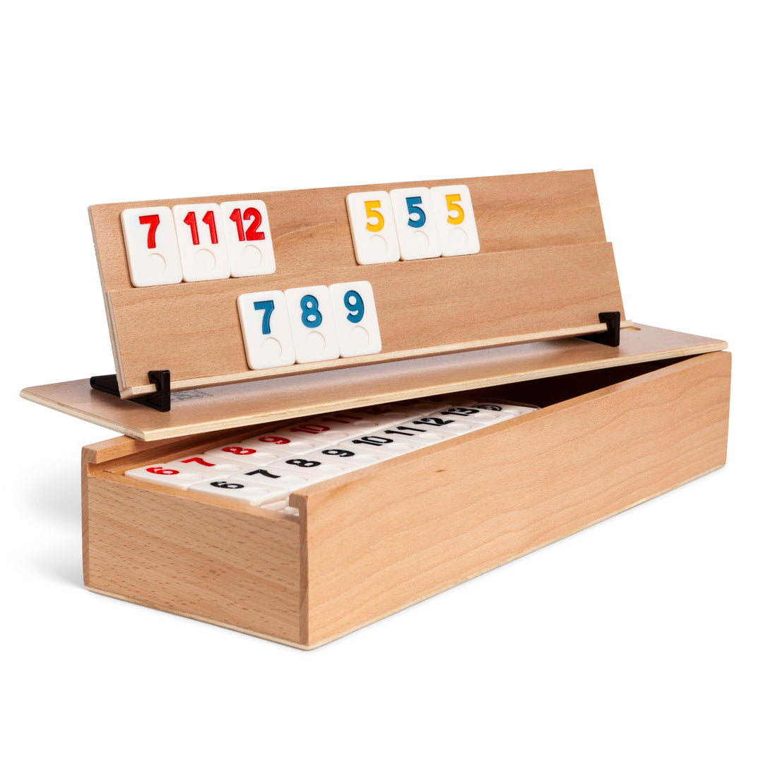 Rummy Holzspiel massives Buchenholz für 4 Spieler