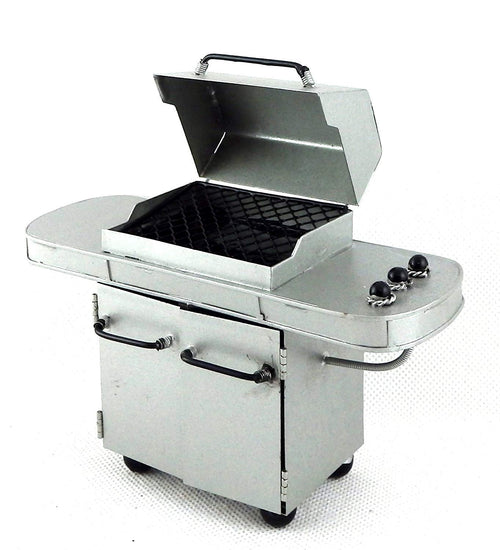 Puppenhaus Miniatur Grill Metall Silber 1:12 Gartenmöbel BBQ