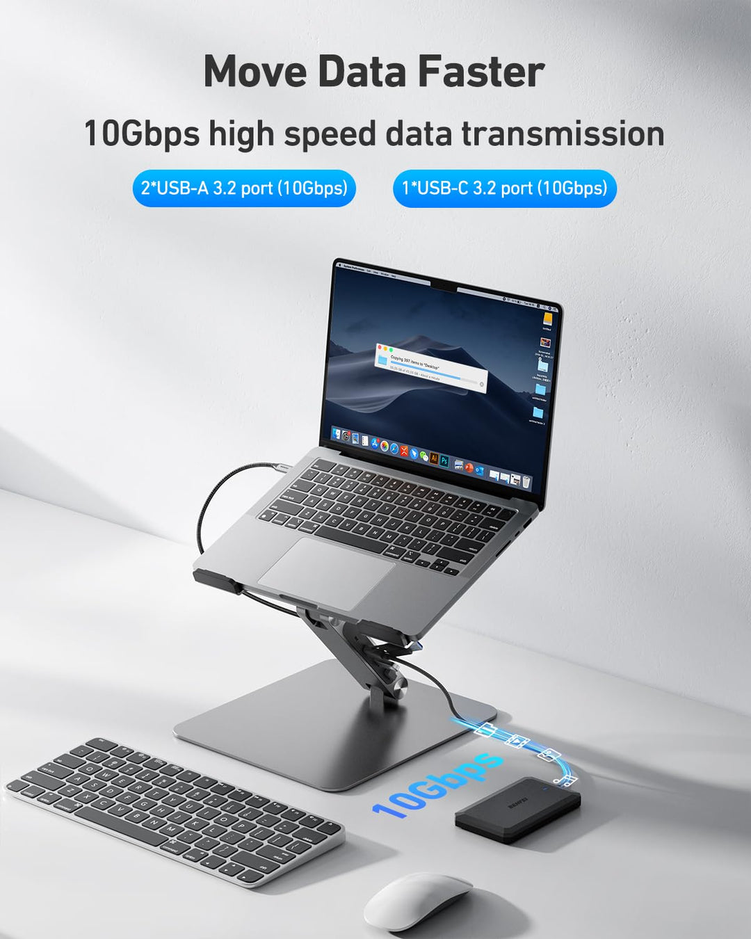 Laptop Ständer mit 6-in-1 USB-C Dockingstation HDMI 4K Aluminium - Bild 5