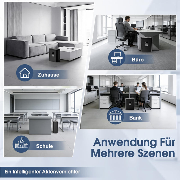 Aktenvernichter Kreuzschnitt P4 6 Blatt 13L Papierkorb Homeoffice - Bild 7
