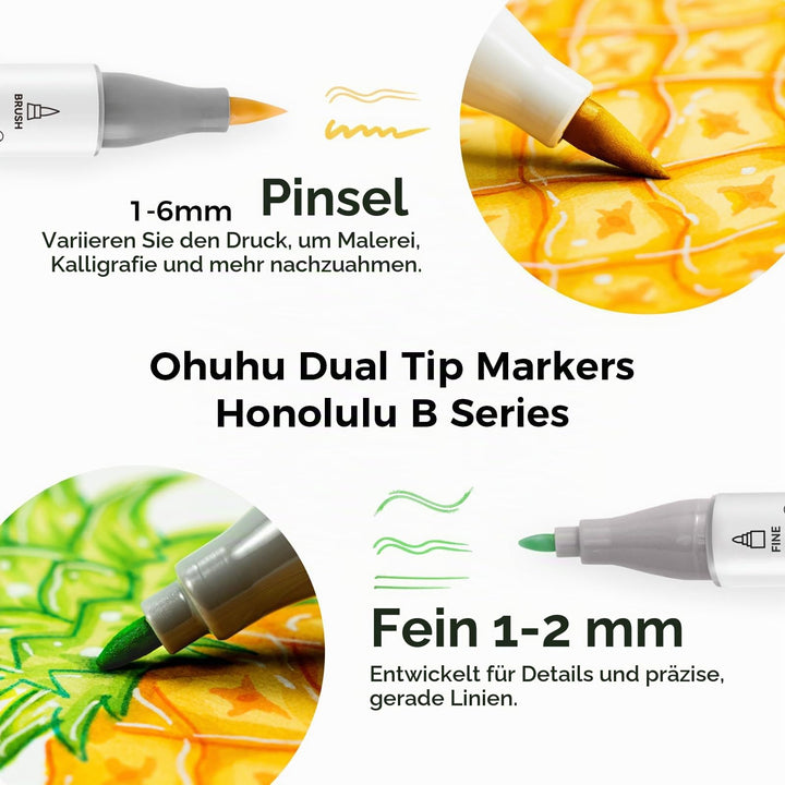 Alkohol Marker Set 72 Farben Doppelspitze Pinsel &amp; Fein nachfüllbar - Bild 2