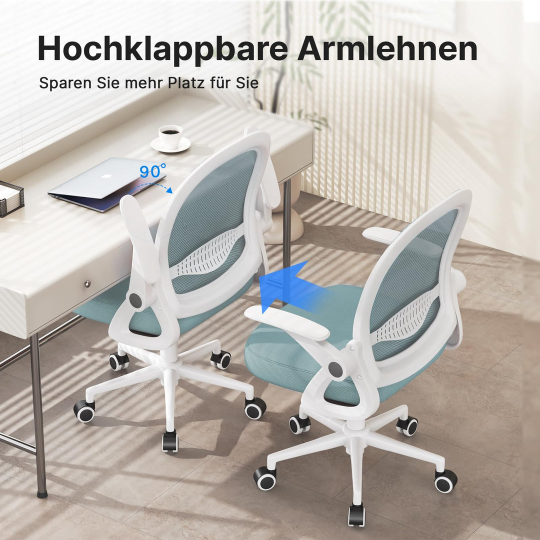 Bürostuhl Mesh Rückenlehne Blau mit klappbaren Armlehnen höhenverstellbar - Bild 7