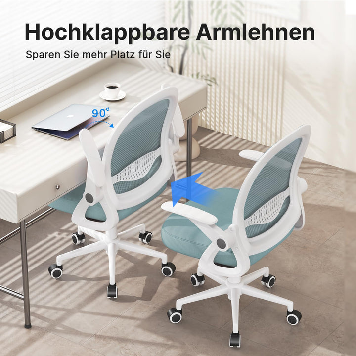 Bürostuhl Mesh Rückenlehne Blau mit klappbaren Armlehnen höhenverstellbar - Bild 7