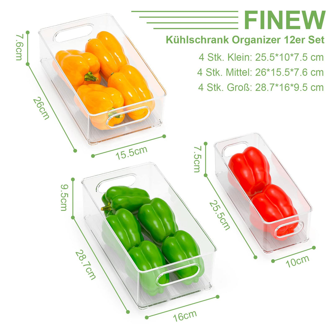Kühlschrank Organizer 12er Set BPA-frei stapelbar 3 Grössen - Bild 2