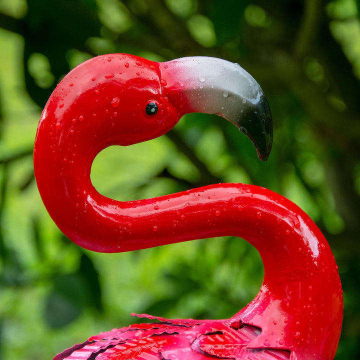 Flamingo Gartenfiguren Metall 2er-Set 65/59 cm Rot-Rosa - Bild 4