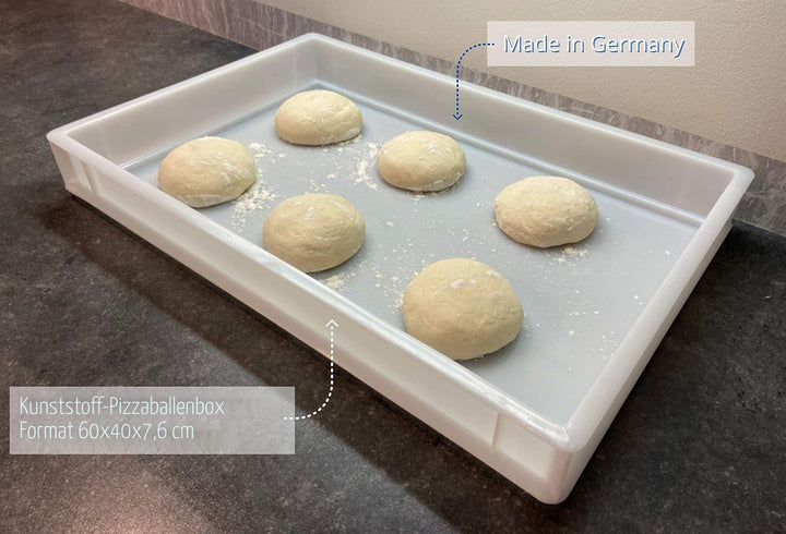 Pizzaballenbox 60x40x7,6 cm PE-HD stapelbar mit Teigschaber - Bild 2