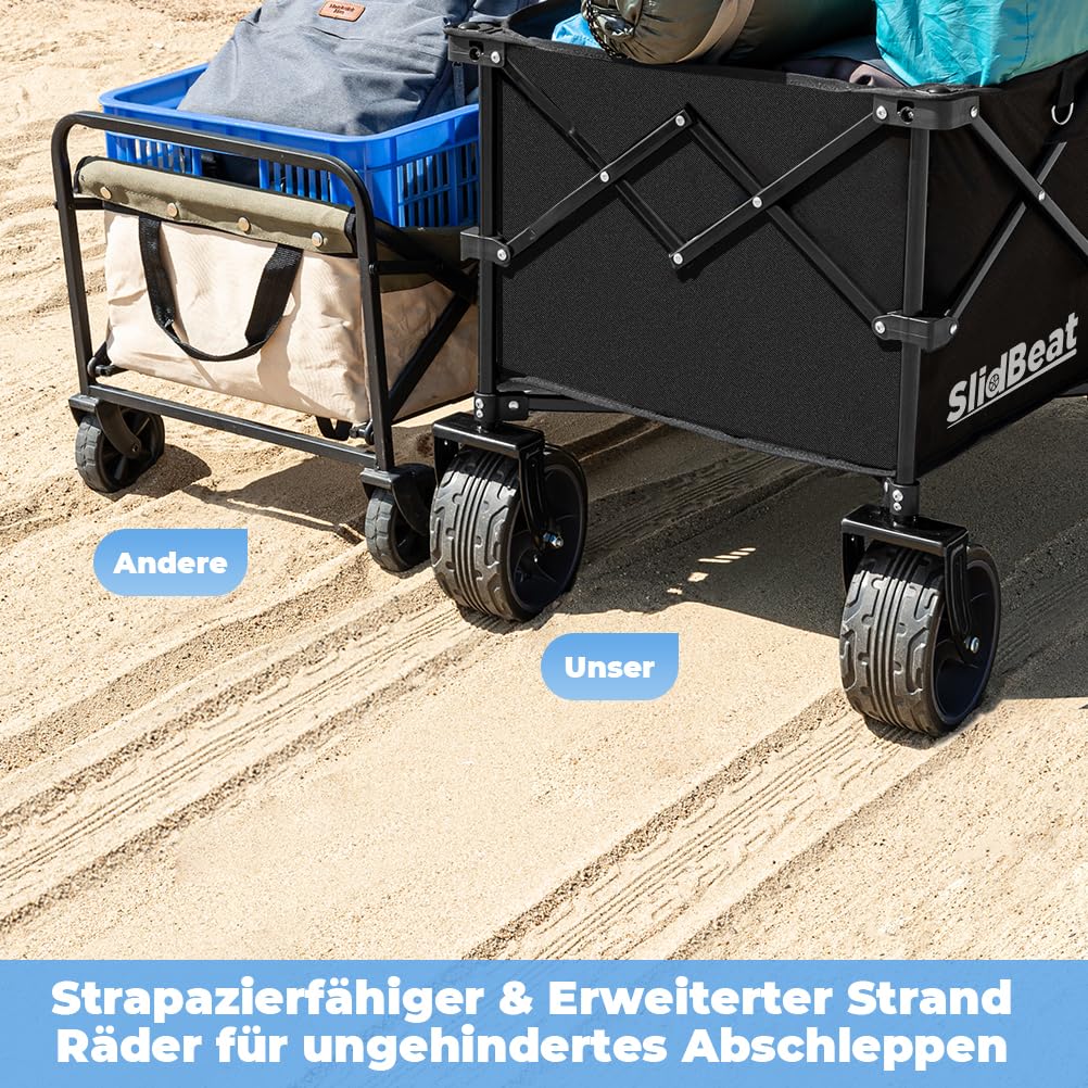 Bollerwagen faltbar XXL 220L 200kg mit Bremsen und Geländerädern - Bild 5