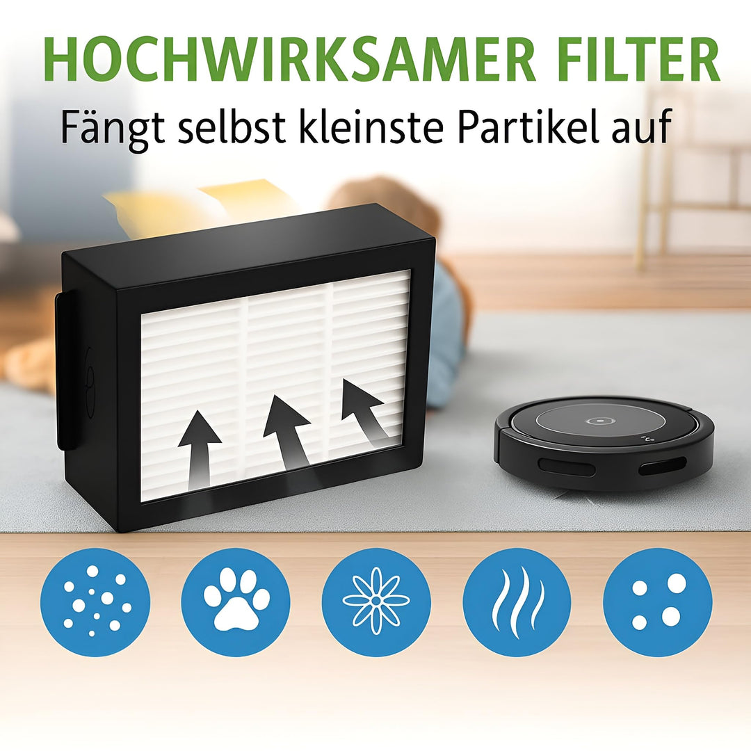 Roomba Ersatzteile-Set E/i/j-Serie 6 Filter 6 Seitenbürsten 2 Rollen - Bild 3