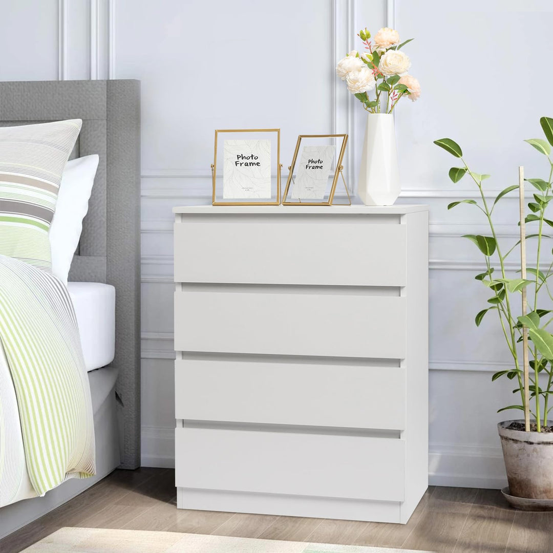 Kommode Schlafzimmer 4 Schubladen Spanplatte Weiss Modern - Bild 2