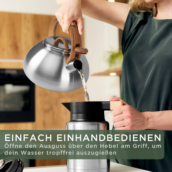 Wasserkessel Edelstahl 2,3 L mit Pfeifton für alle Herdarten - Bild 3