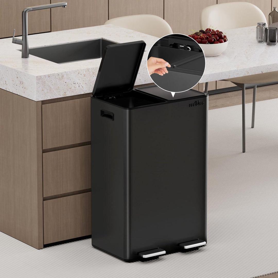 Mülleimer Küche 60L Doppelfach Stahl Softclose Mülltrennung - Bild 7