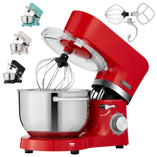 Küchenmaschine 1500W Rot 2 Edelstahlschüsseln Planetenrührsystem