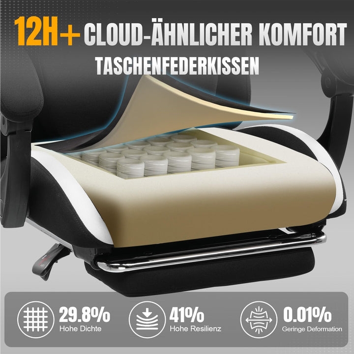 Gaming Stuhl Stoff ergonomisch mit Fussstütze 150 kg Traglast - Bild 2