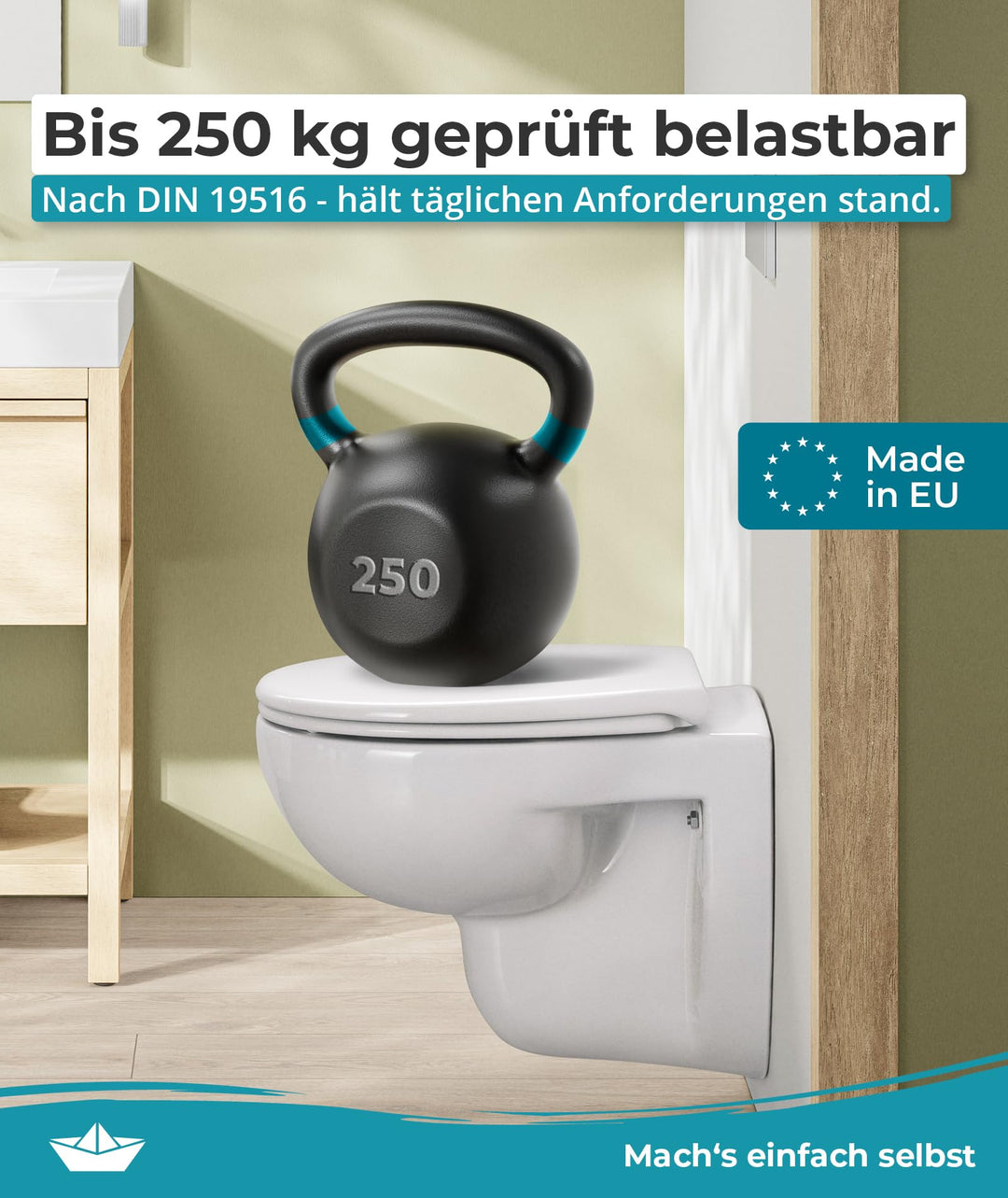 WC Sitz oval mit Absenkautomatik Duroplast abnehmbar bis 250 kg - Bild 5