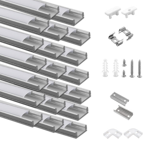 LED-Aluminiumprofil U-Form 20x1m mit Milchglas-Abdeckung fuer LED-Streifen
