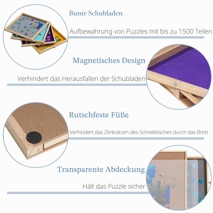 Puzzletisch mit Schubladen &amp; Winkelverstellung bis 1500 Teile - Bild 4