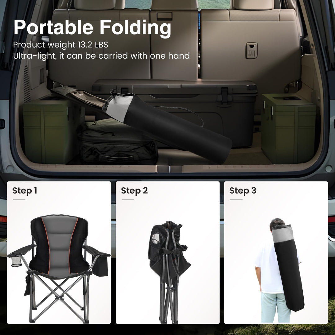 Campingstuhl Faltbar XXL 2er Set 200kg Belastbar mit Kühltasche - Bild 8