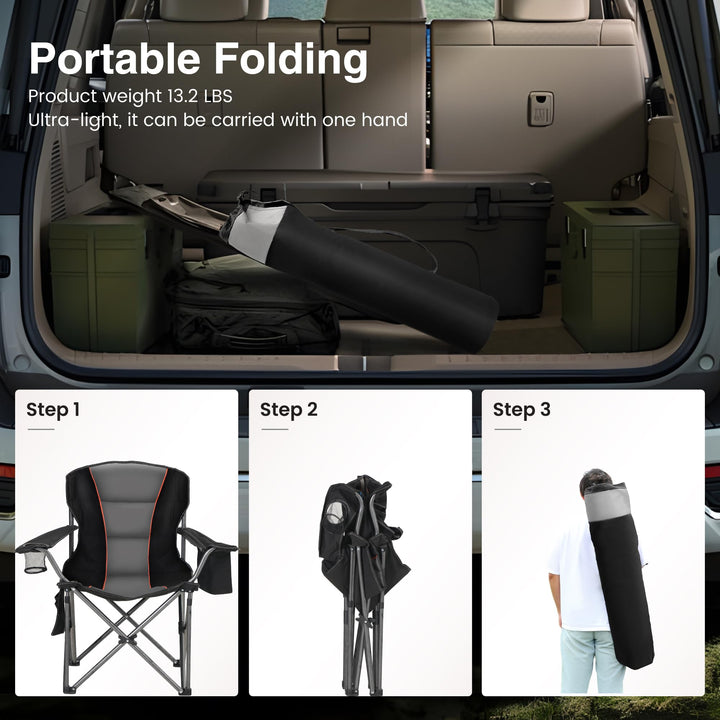 Campingstuhl Faltbar XXL 2er Set 200kg Belastbar mit Kühltasche - Bild 8