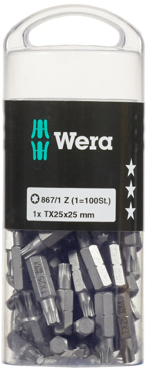 TORX Bits TX 25 x 25 mm Zähhart 1/4" Sechskant 100-teilig