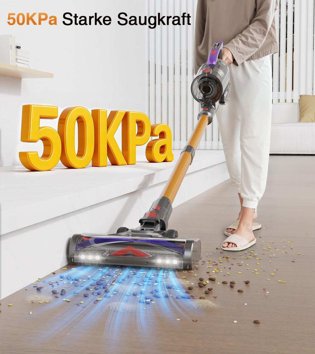 Akkustaubsauger Kabellos 50KPA 600W 75Min Anti-Tangle fuer Tierhaare - Bild 2