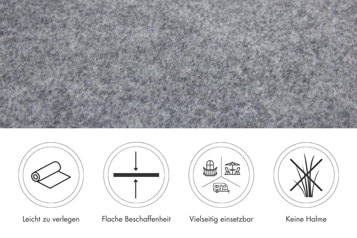 Kunstrasen Outdoor Nadelfilz 200x400 cm grau für Balkon Terrasse - Bild 3