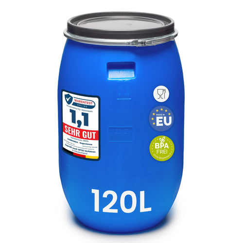 Weithalsfass 120L HDPE Lebensmittelecht für Wasser, Futter & Gärung