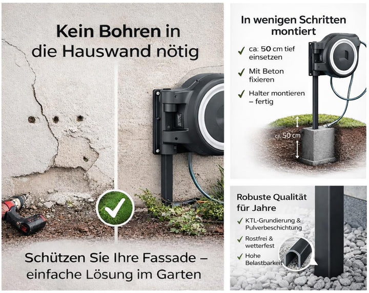 Schlauchbox-Halterung freistehend Stahl pulverbeschichtet anthrazit - Bild 2