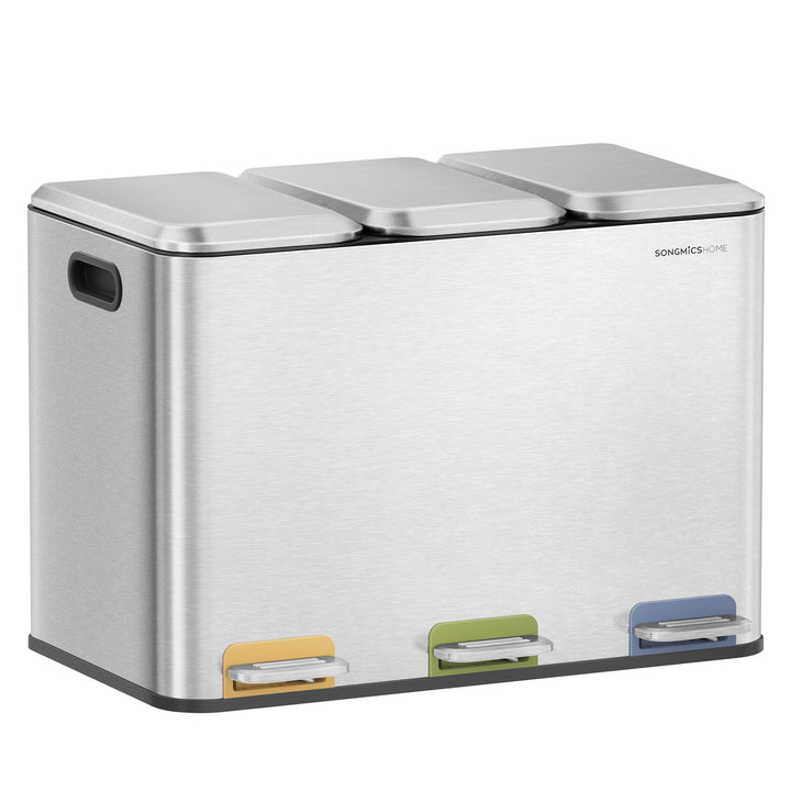 Mülltrennsystem 3-fach 45 L Edelstahl mit Softclose-Deckel