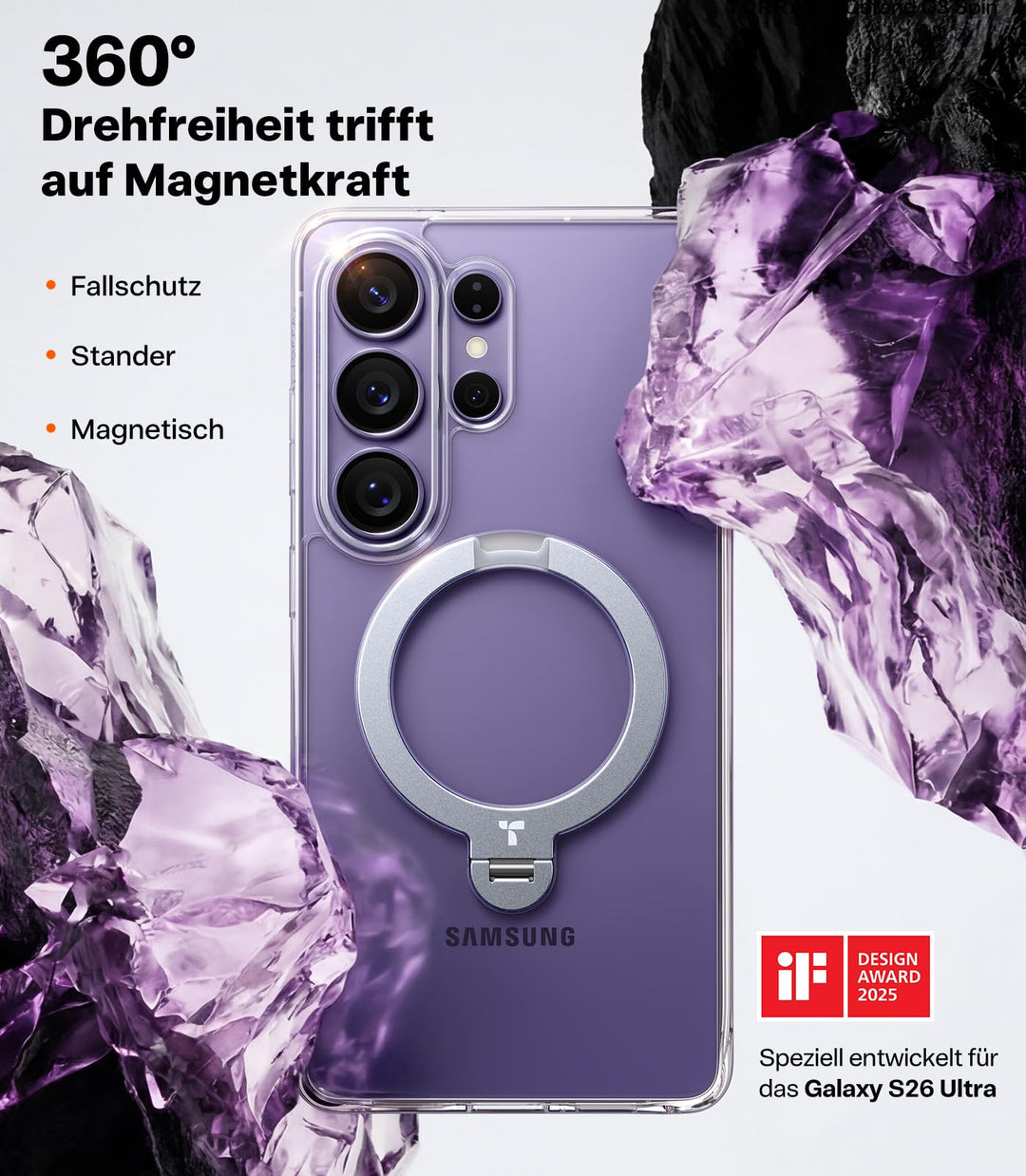 Handyhülle Samsung Galaxy S26 Ultra Klar 360° Magnet-Ständer - Bild 2