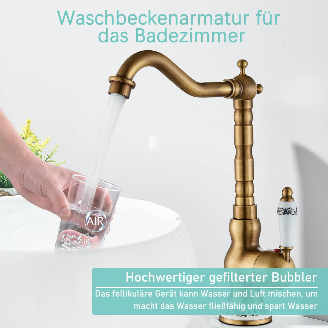 Waschtischarmatur Retro Messing Keramik für Badezimmer - Bild 2