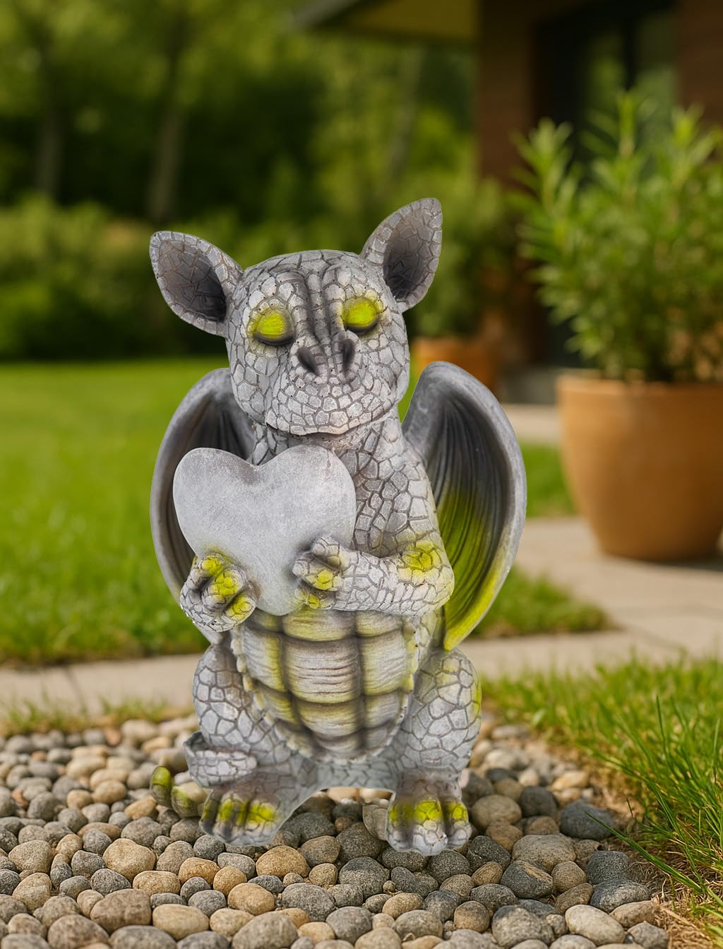 Drachenfigur Garten Polyresin Steineffekt frostbeständig 25 cm - Bild 6