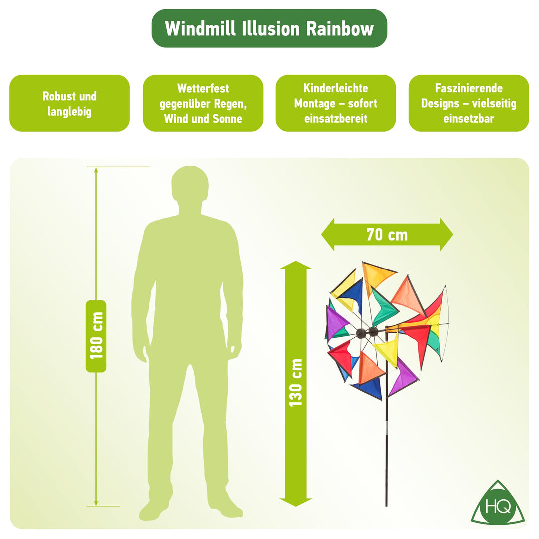 Windrad Garten Illusion Rainbow Ripstop-Polyester mit Standstab - Bild 2
