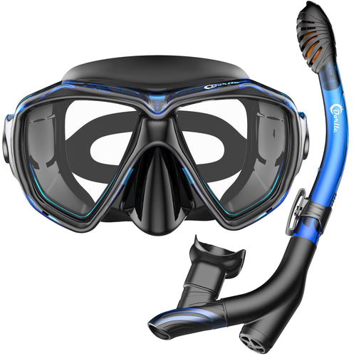 Schnorchelset mit Taucherbrille Gehärtetes Glas Anti-Fog Erwachsene