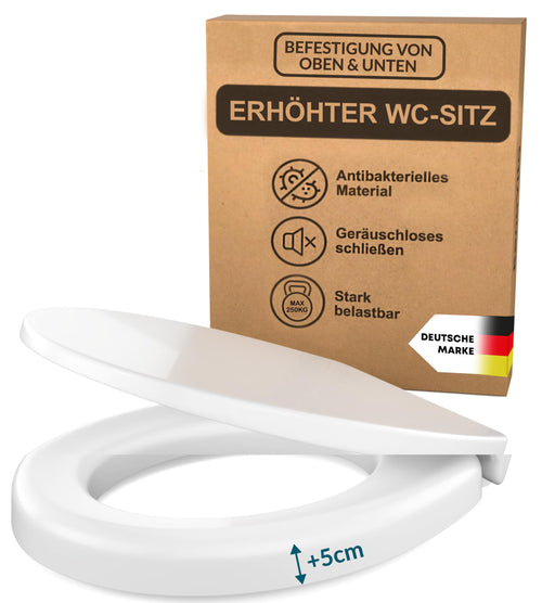 WC-Sitzerhöhung 5 cm Duroplast antibakteriell mit Absenkautomatik
