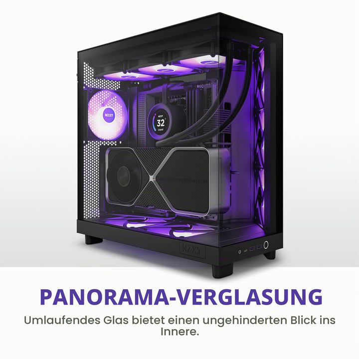 ATX PC-Gehäuse Dual-Kammer RGB 3x120mm Lüfter Panoramascheibe - Bild 2