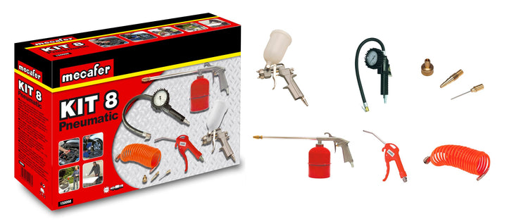 Druckluft-Zubehör Set 8-teilig mit Spiralschlauch und Spritzpistolen