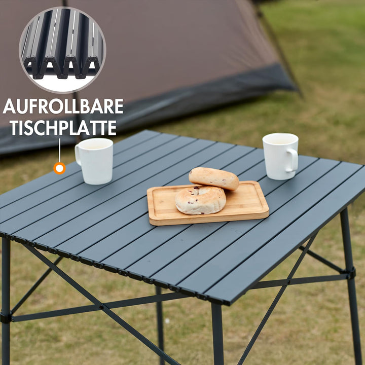 Campingtisch klappbar Aluminium 70x70cm 80kg belastbar mit Tragetasche - Bild 2