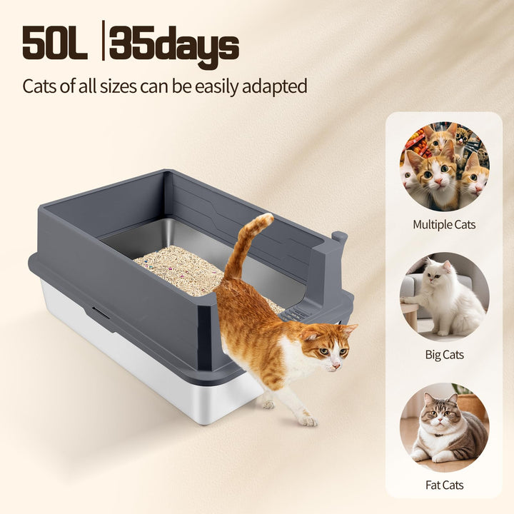 Katzenklo Edelstahl XXXL 70x50x30cm mit hohem Rand für grosse Katzen - Bild 4