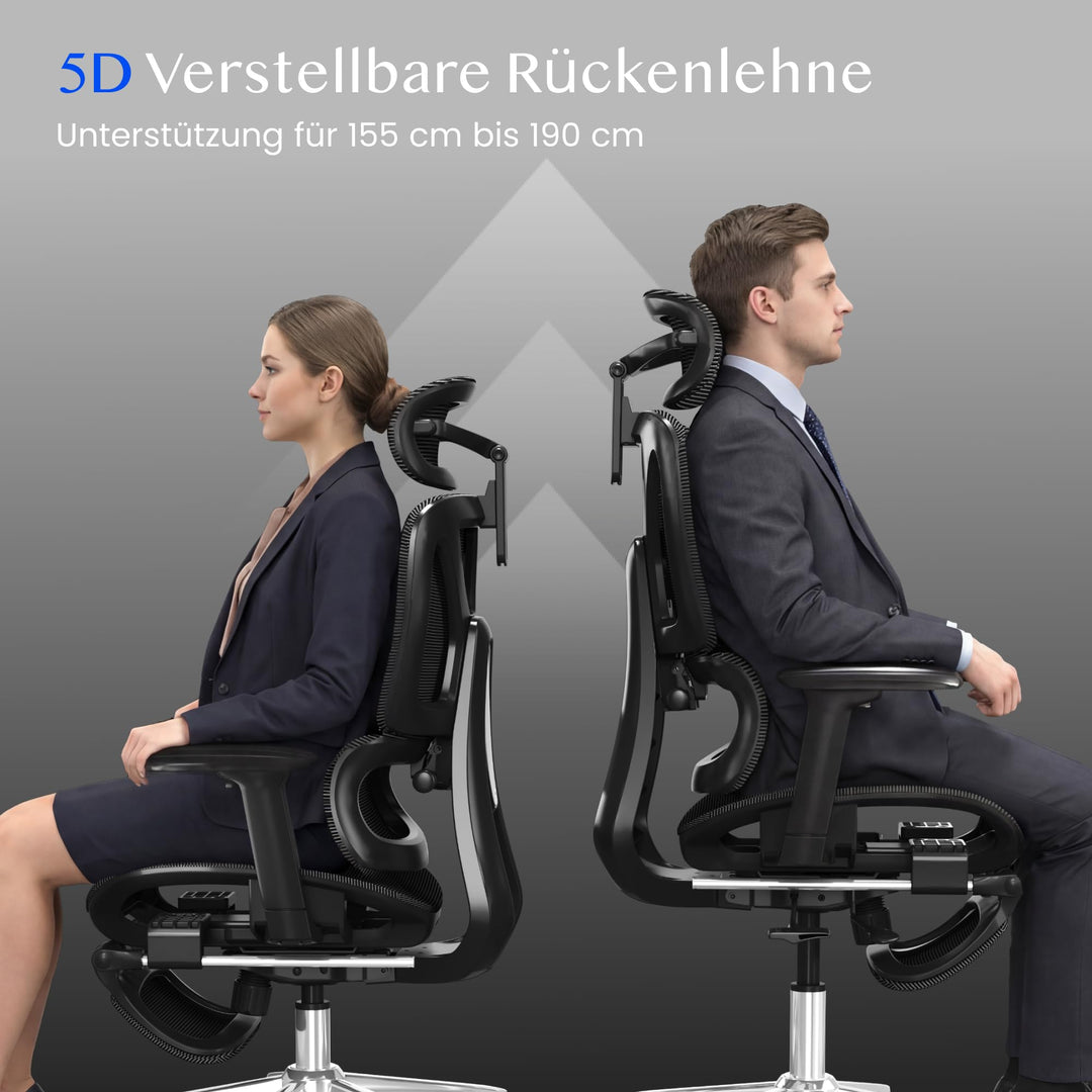 Ergonomischer Bürostuhl mit 3D-Armlehnen, Kopfstütze, bis 136 kg - Bild 8