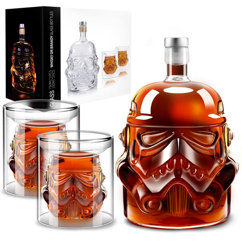 Whisky Karaffe Set mit 2 Gläsern à 150 ml, 750 ml, bleifreies Glas