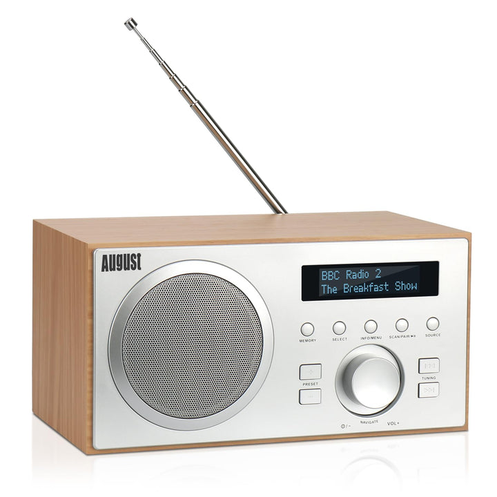 DAB+/UKW Radio Holzgehäuse Eiche mit Bluetooth 5.3 und Wecker