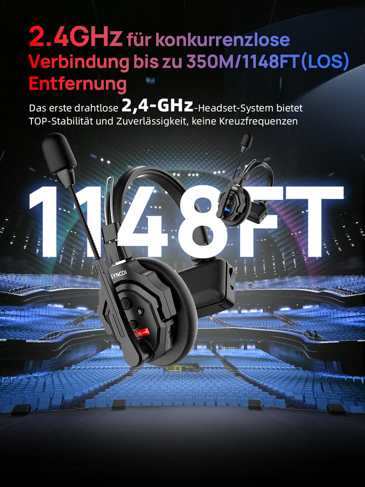 Funk-Intercom Headset 2.4GHz Full-Duplex 350m Reichweite 2er-Set - Bild 6