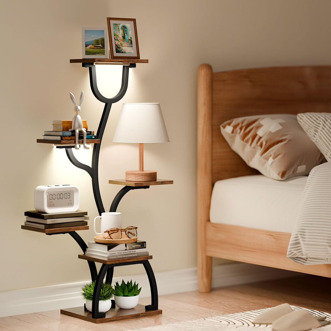 Pflanzenregal 6 Ebenen mit Wachstumslampe Metall Holz 2er-Set - Bild 5