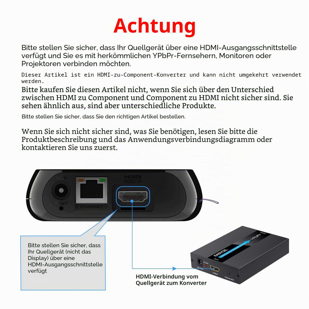 HDMI zu Component Konverter Scaler YPbPr Aluminium mit Kabel - Bild 6