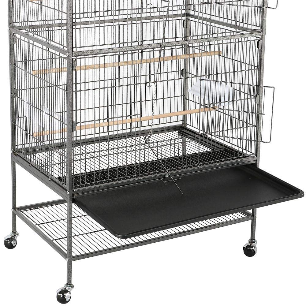 Vogelvoliere Stahl 52x79x132 cm mit 4 Rollen und 2 Türen - Bild 7