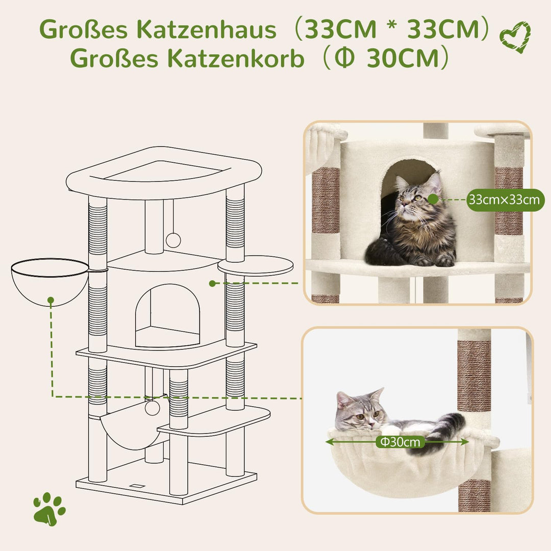 Eck-Kratzbaum mit Hängematte, Höhle und Plattform für 2–4 Katzen - Bild 5
