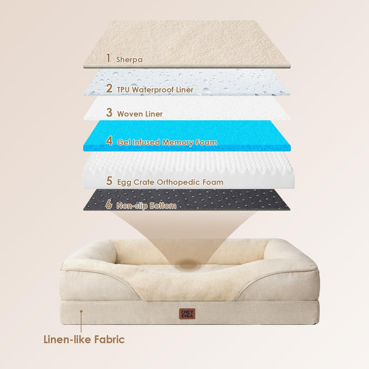 Orthopädisches Hundebett mit 4 Rändern Memory-Foam 91x68cm Beige - Bild 2