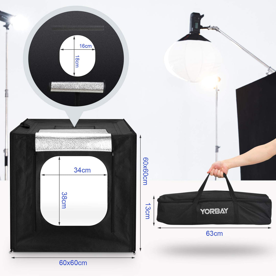 Fotobox LED 60x60x60 cm mit 192 LEDs CRI95+ und 4 Hintergründen - Bild 2