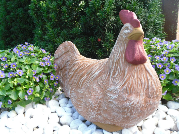 Gartenfigur Huhn Steinguss Terrakotta-Patina 26x15x23 cm Unikat - Bild 4